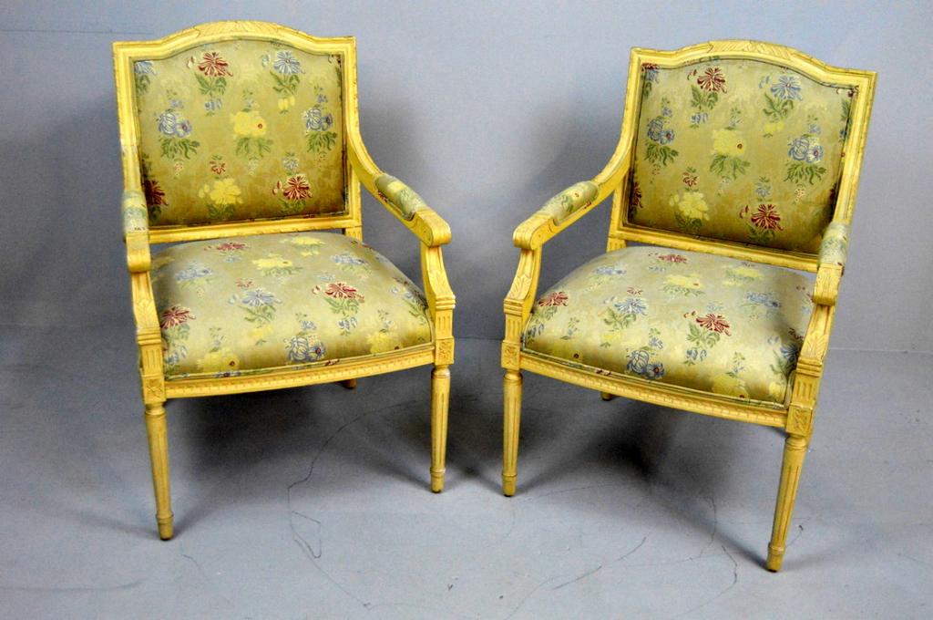 Pair of Louis XVI Painted Fauteuil (1 of 8)