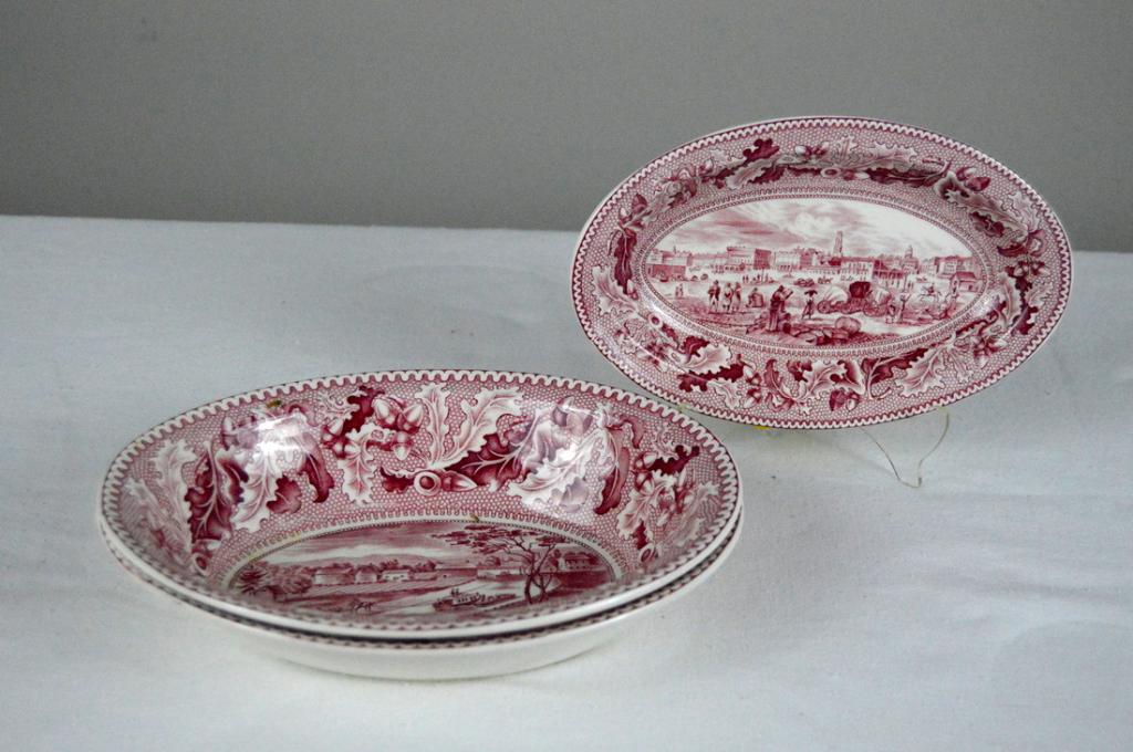 Three Johnson Bros Red Transfer Ware Bowls (1 of 4)
