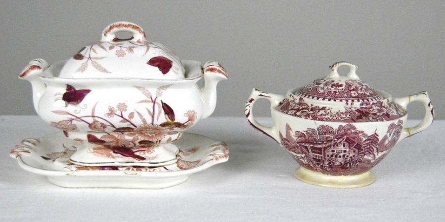 Grouping of Red Transferware (1 of 6)