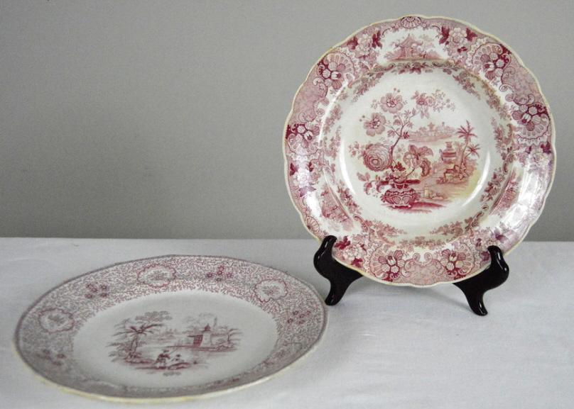 Two Red Transferware Serving Dishes (1 of 4)