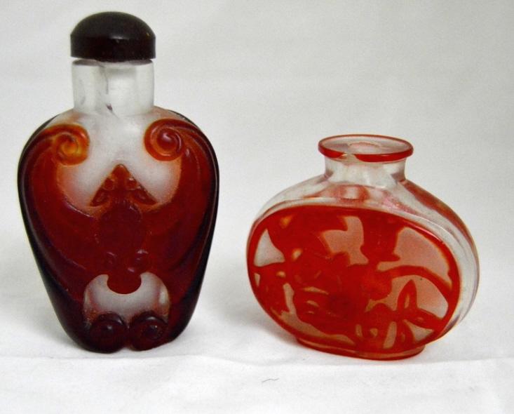Two Red Glass Overlay Snuff Bottles (1 of 3)