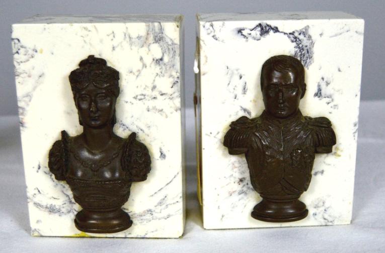 Marble Bookends with Busts Napoleon and Josephine (1 of 4)