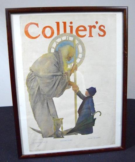 Maxfield Parrish (1870-1966), Father Time: Collier's Magazine cover January 5, 1907. Frame: 16.5 x 12.5 in. 15 10