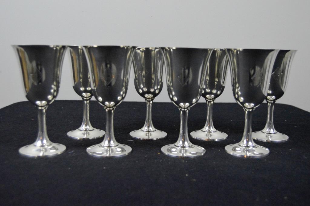 Eight Wallace Sterling Water Goblets (1 of 8)