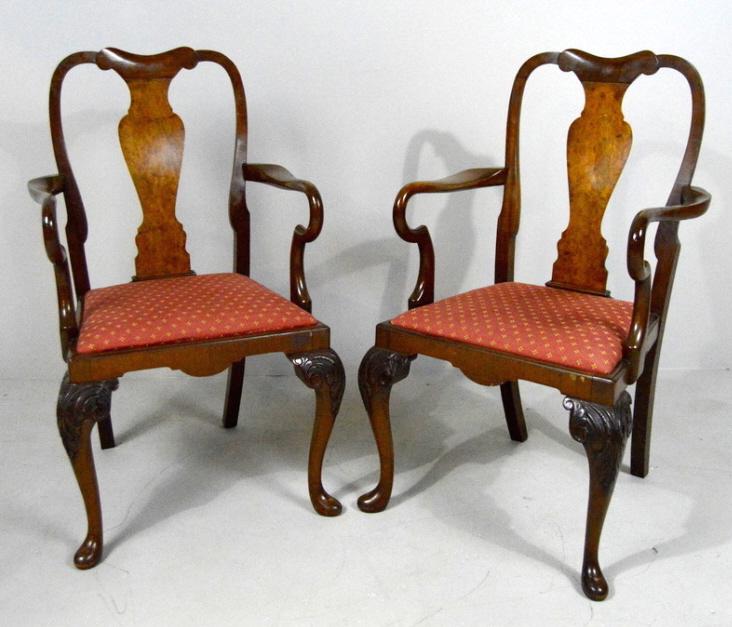 Pair of Queen Anne Style  Armchairs, C. 1880 (1 of 10)