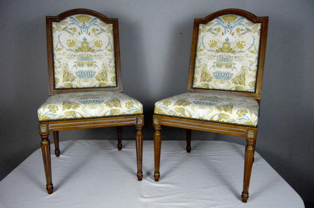 Pair French Provincial Louis XVI Style Side Chairs (1 of 8)