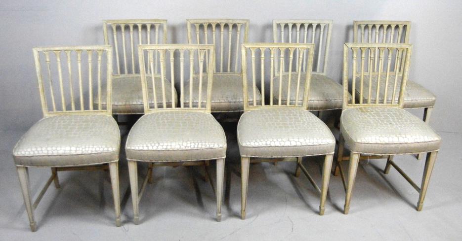 Set of Eight Gustavian Style Dining Chairs (1 of 8)