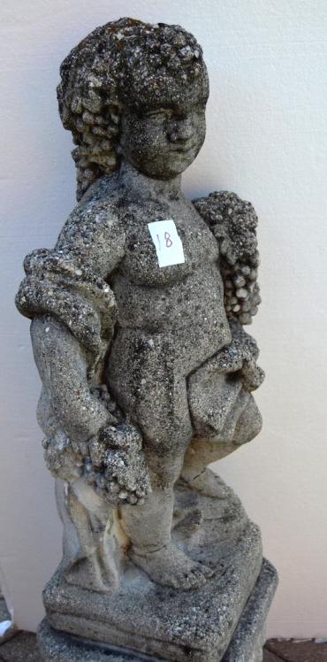 Cherub Holding Grapes Garden Statue (1 of 8)