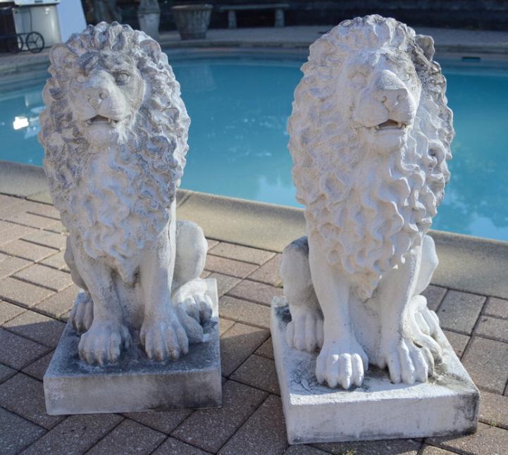 Pair of Lion Garden Statues (1 of 4)