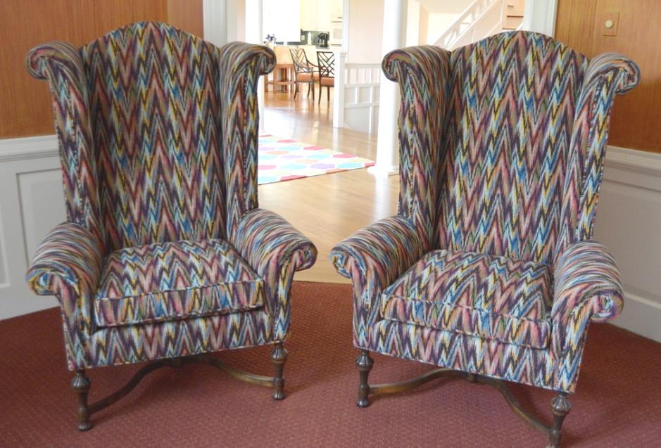Pair of William and Mary Style Wingback Chairs (1 of 8)