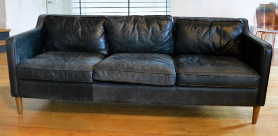 Mid Century Style Leather Couch (1 of 5)