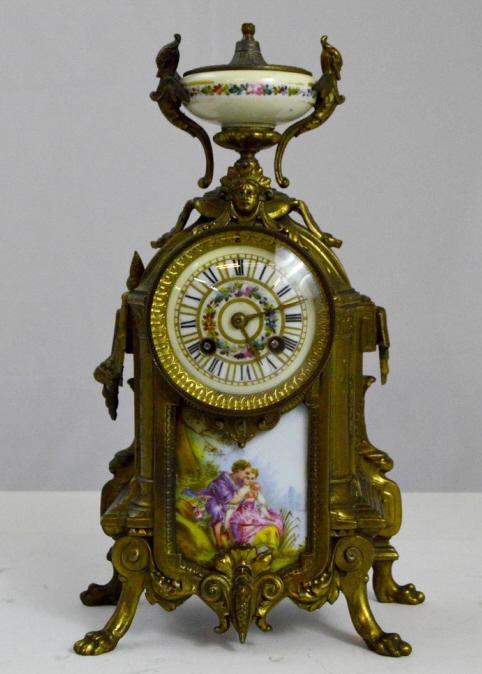 Gilt Bronze and Porcelain Mantle Clock (1 of 7)