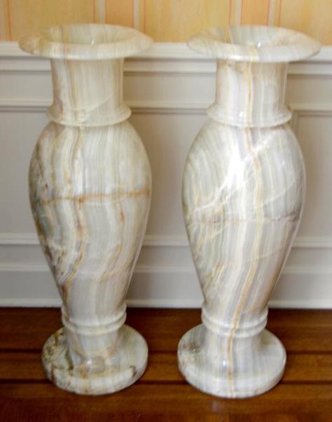 Pair of White Marble Urns (1 of 7)