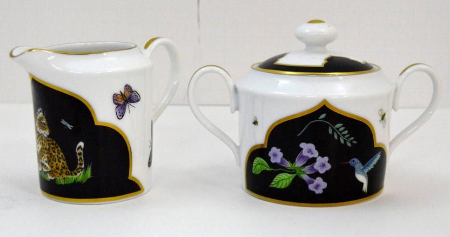 Lynn Chase "Jaguar Jungle" Creamer and Sugar: Sugar is 4.5 in. tall NOTE: Excellent Condition