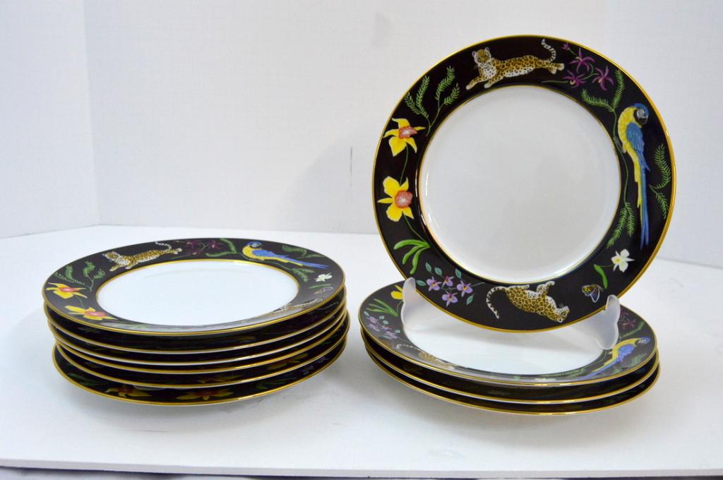 Ten Lynn Chase "Jaguar Jungle" Salad Plates: Each is 8.25 in. diameter. NOTE: Excellent condition