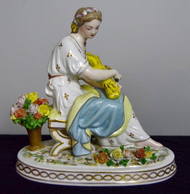 Porcelain Female Seated on Garden Bench (1 of 7)