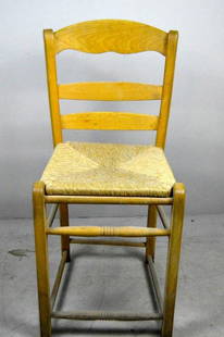 Modern Maple Rush Seat Side Chair: With rush seat over four legs. 38 x 16 x 20 in.