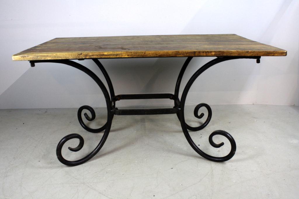 Wrought Iron and Rough-Hewn Elm Table (1 of 10)