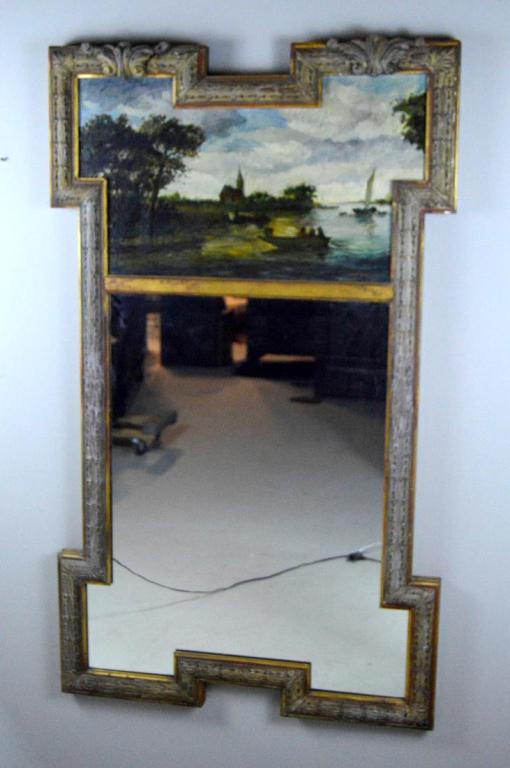 Large Trumeau Mirror with Panel by Gary Blair (1 of 5)