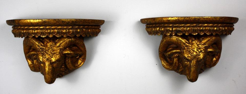 Two Rams Head Plinth Sconces (1 of 7)