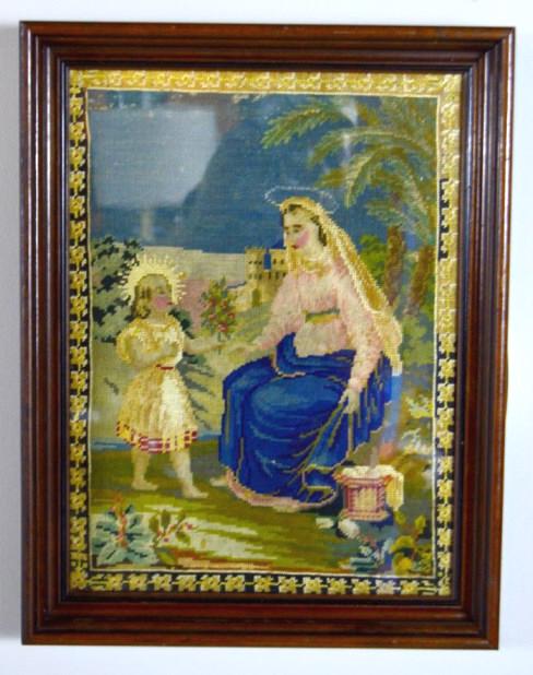 Framed Needlework of Madonna and Child (1 of 6)