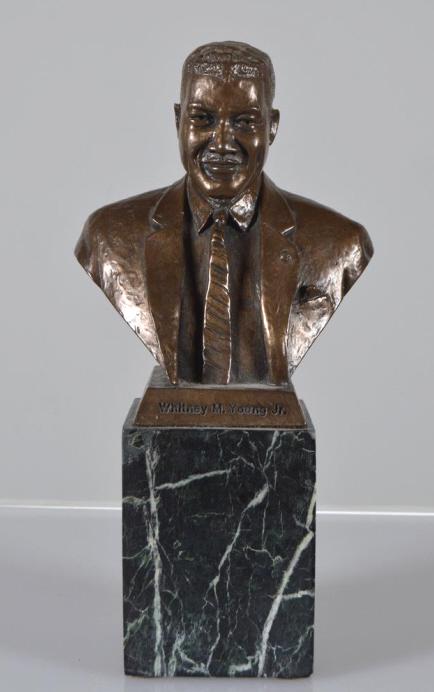 Ed Hamilton (American, B. 1947): Whitney M. Young Jr. , 1997 Bronze on marble base Signed in cast 11 x 6 in. Whitney Moore Young Jr. (1921 - 1971) was a Civil Rights leader from Shelby County, KY, Executive Director of the National U