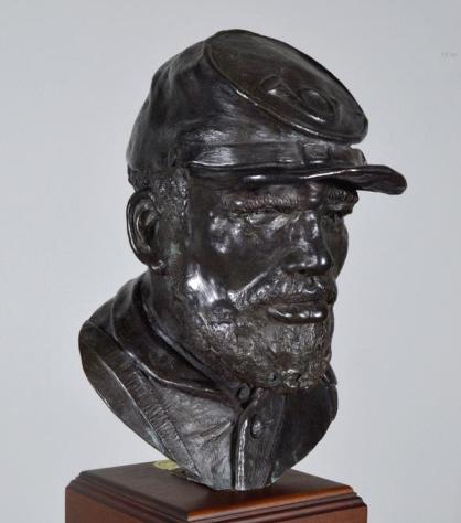 Ed Hamilton (American, B. 1947): Infantryman, Spirit of Freedom, 2001, 2/25 Bronze Study of Civil War Soldier from Spirit of Freedom Memorial, Washington, DC, 1998. Bronze on mahogany pedestal Signed, dated and editioned (2/25) on re