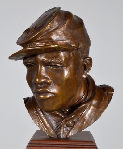 Ed Hamilton (American, B. 1947): Infantryman, Spirit of Freedom, 2001, 1/25 Bronze Study of Civil War Soldier from Spirit of Freedom Memorial, Washington, DC, 1998. Bronze on mahogany pedestal Signed, dated and editioned (1/25) on ba