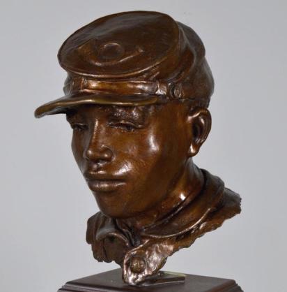 Ed Hamilton (American, B. 1947): Infantryman, Spirit of Freedom, 2001, 1/25 Bronze Study of Civil War Soldier from Spirit of Freedom Memorial, Washington, DC, 1998. Bronze on mahogany pedestal Signed, dated underneath and editioned (