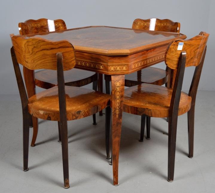 Italian Marquetry Games Table and Chairs (1 of 18)