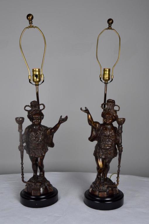 Pair of Bronze Figural Lamps (1 of 13)