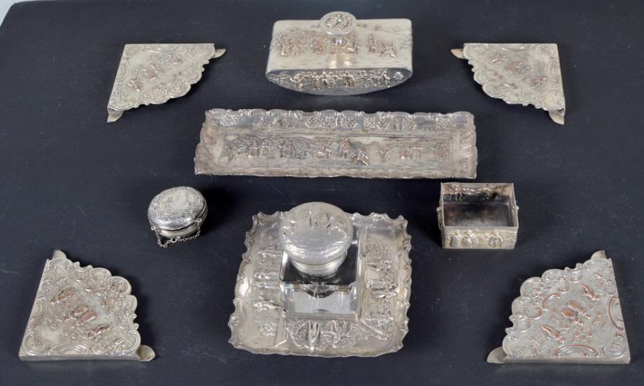 Nine (9) Piece Dutch Silver Desk Set (1 of 7)