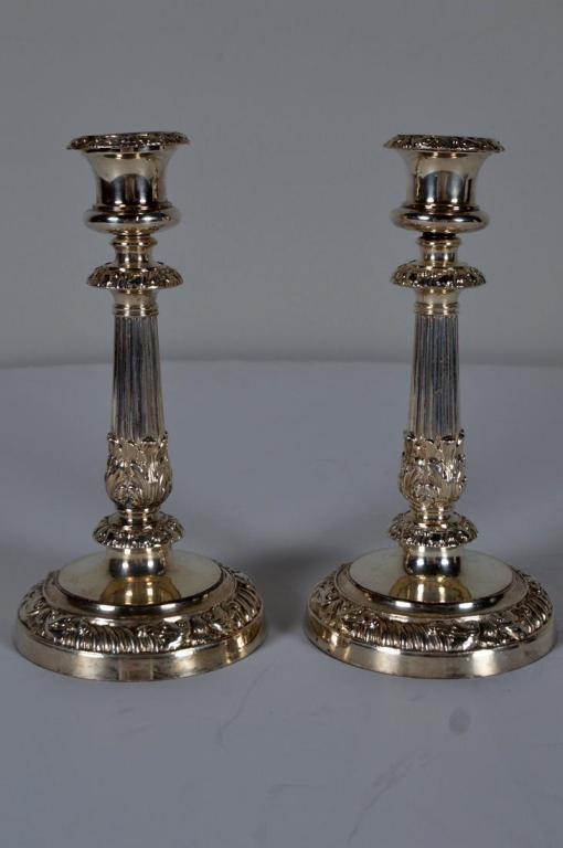 Pair of Matthew Boulton Silverplate Candlesticks (1 of 9)