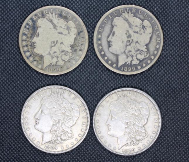 Four U.S. Morgan Silver Dollars (1 of 2)