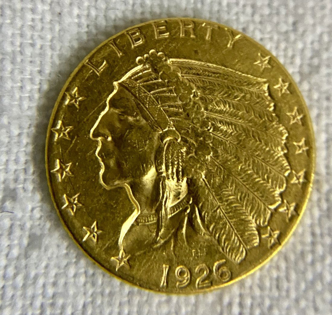 1926 Indian Head Quarter Eagle Gold Coin (1 of 2)