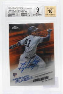 2018 Topps Chrome, Miguel Andujar #FFA-MA, (RA),: 2018 Topps Chrome Freshman Flash, Miguel Andujar, Card #FFA-MA, 11/25; Rookie Autograph; Beckett 9 (Mint); Auto 10