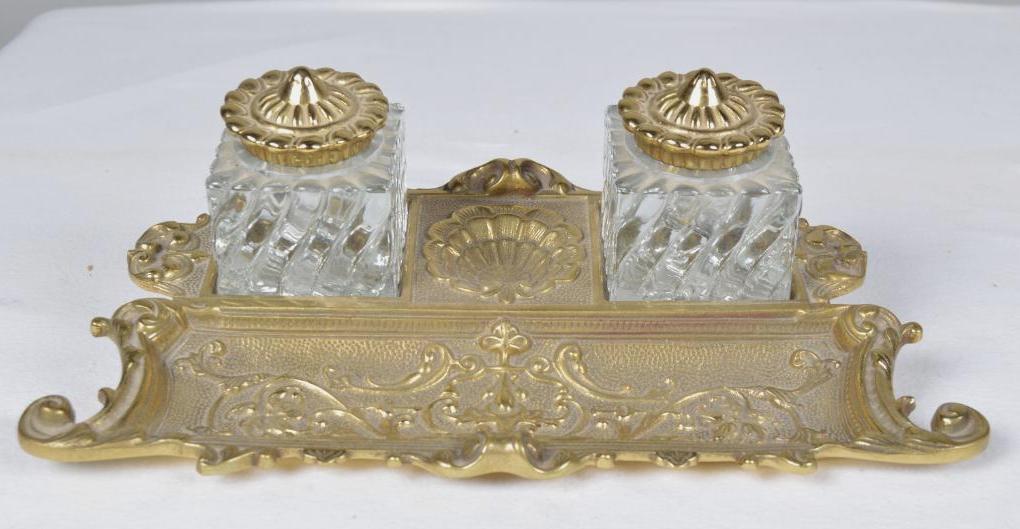Glass and Brass Inkwell (1 of 5)