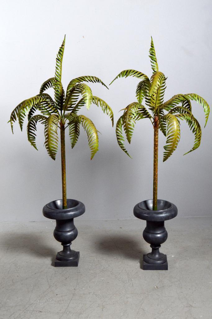 Pair of Metal Palm Trees in Urns (1 of 3)