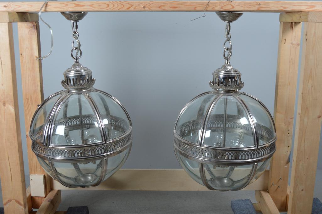 Pair of Silver Metal Lanterns (1 of 4)