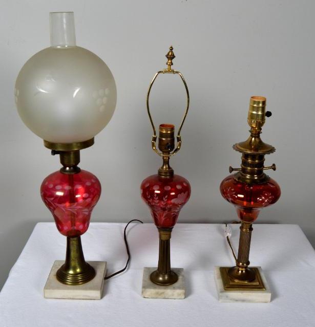 Three Ruby Glass Lamps (1 of 4)