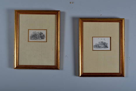 Thomas Bewick (English, 1753-1828): Cow and Man in Tree Lithographs Each...Image: 2.5 x 3.5 in.; Frame: 11 x 9 in. Good Condition