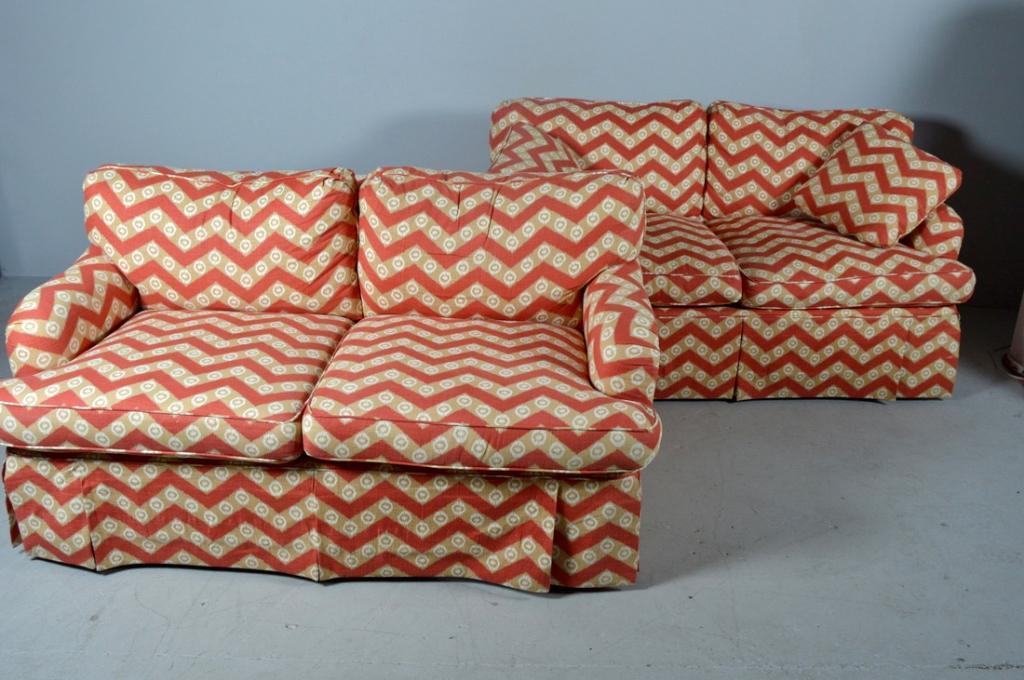 Pair of Modern Two Cushion Love Seats (1 of 9)
