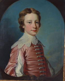 Allan Ramsay (British, 1713-1784): Portrait of George Banks, ESQProvenance: Joseph Sartor GalleriesOil on canvasNo apparent signature, verso inscribed with dates of George BanksImage: 23.5 x 18.5 in.; Frame: 31 x 25.5 in. Carved gilt w