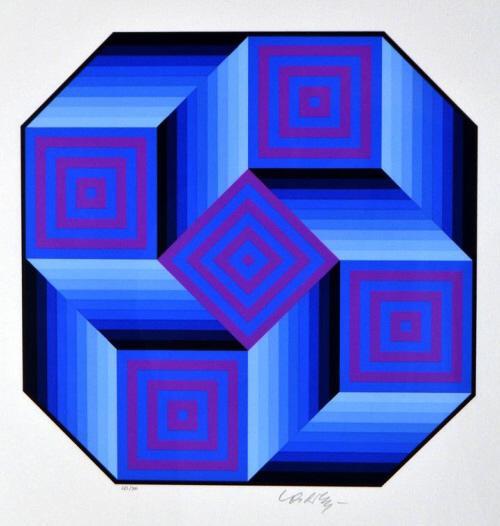 Victor Vasarely (Hungarian/French, 1906-1997): Untitled, #265/300 Serigraph Signed and editioned in pencil on sheet Image: 22 x 17 in.; Frame: 29.5 x 25.5 in.