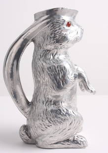 Arthur Court Rabbit Pitcher: The rabbit is sitting up has glass eyes. Marked underneath "Arthur Court @ 1979" Dimensions: 11 x 8 x 8 in. NOTE: No apparent flaws