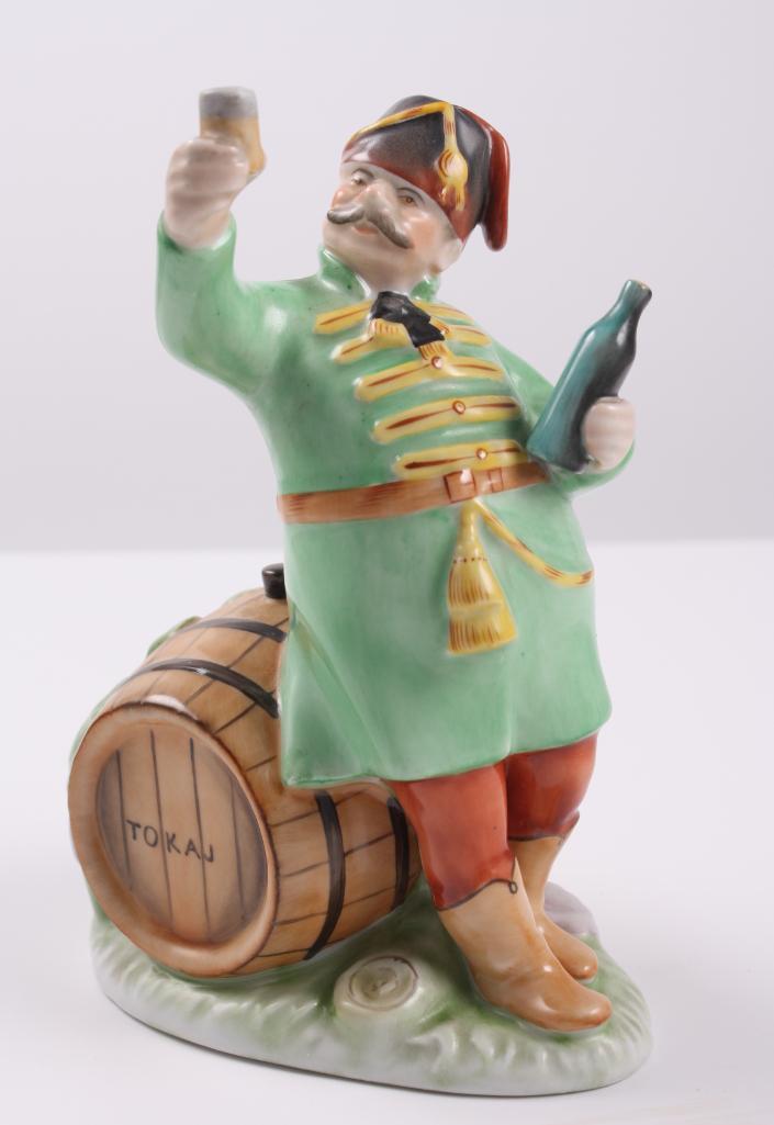 Herend Figurine - Soldier Toasting Tokaj Wine: Hand Painted Signed with Herend marks: 5449-0-00 (Not Dated) Dimensions Approximately: 8 x 6 x 4 in. NOTE: No apparent flaws