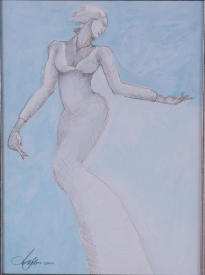 Charles Bibbs (American, B. 1948): Hand Full of Blue Sky, 2002Pencil, acrylic paint and pen on paperSigned and dated lower left, titled on versoImage: 11 x 8 in.; Frame: 20 x 17.25 in. Matted and glazed in a silver gilt frameCondition: