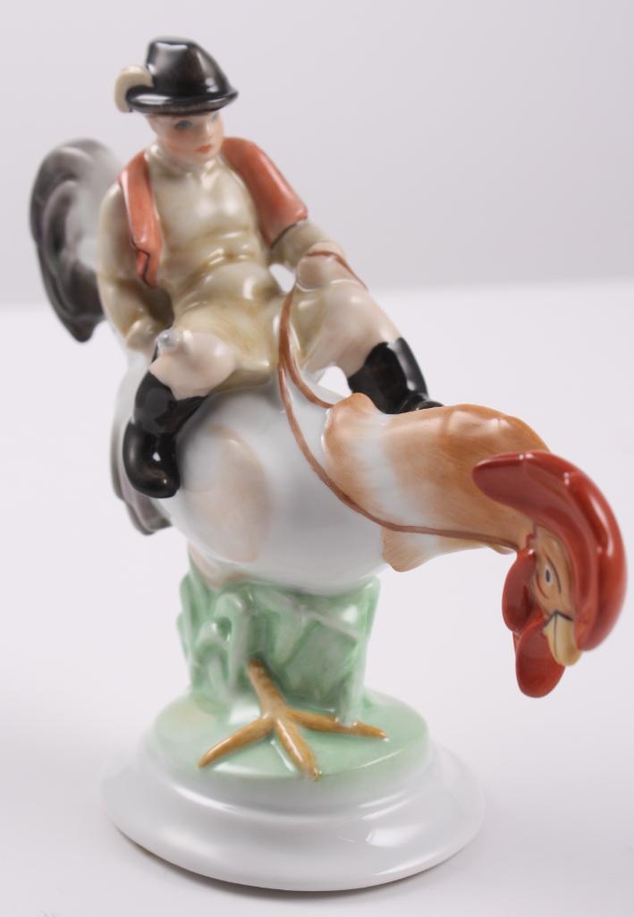 Herend Figurine - Man on Rooster (1 of 6)