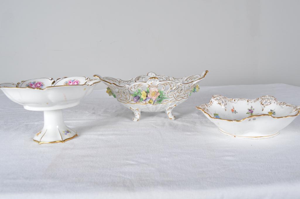 Lot of Three Floral Themed German Porcelain Bowls (1 of 15)