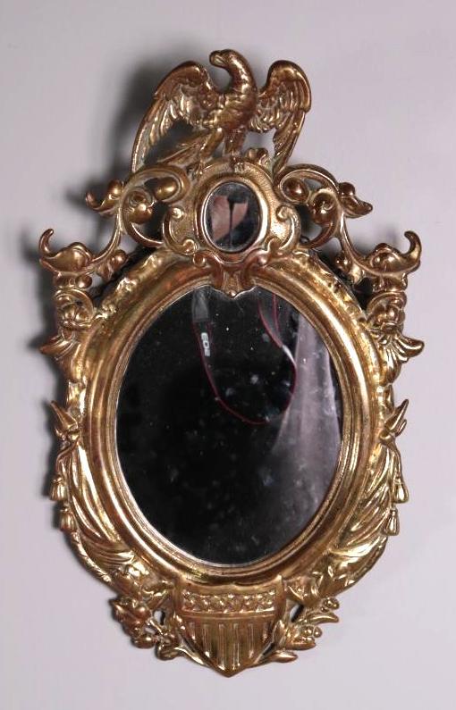 Brass Oval Mirror with Eagle Crest (1 of 4)